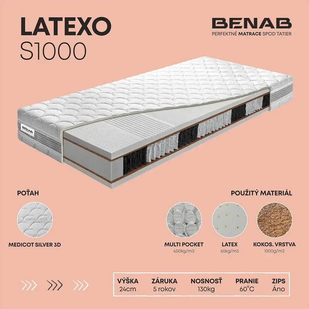 Matrac s obojstranným kokosovým vláknom od značky Benab Latexo S1000