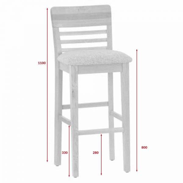Barova stolička z masívu VPET175 rozmery - dubu.sk