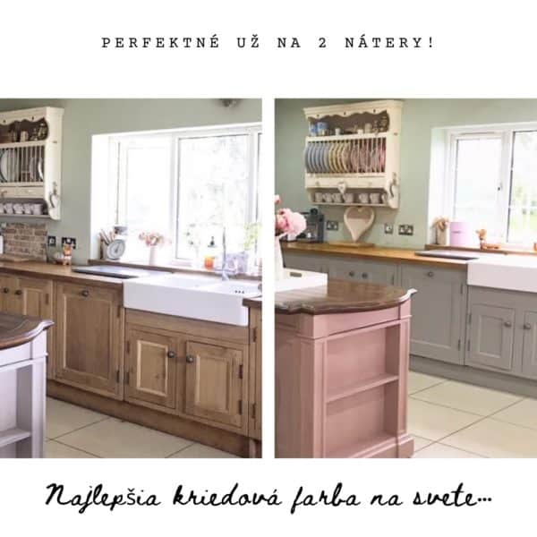 Pred a po - Prerábka kuchyne kriedovou farbou Frenchic Stormy