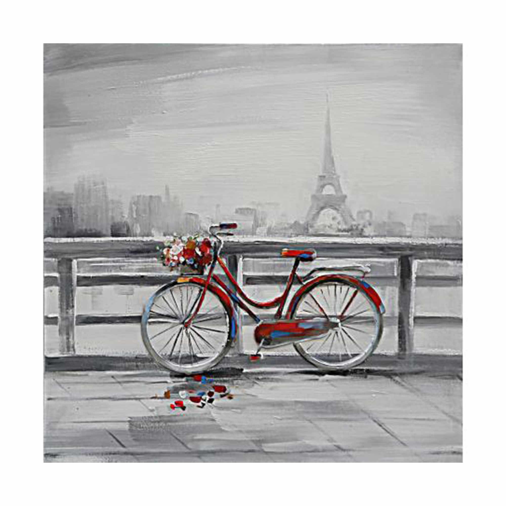 Obraz bicykla pred Eiffelovou vežou maľovaný na plátno - Dubu.sk - verní kvalite
