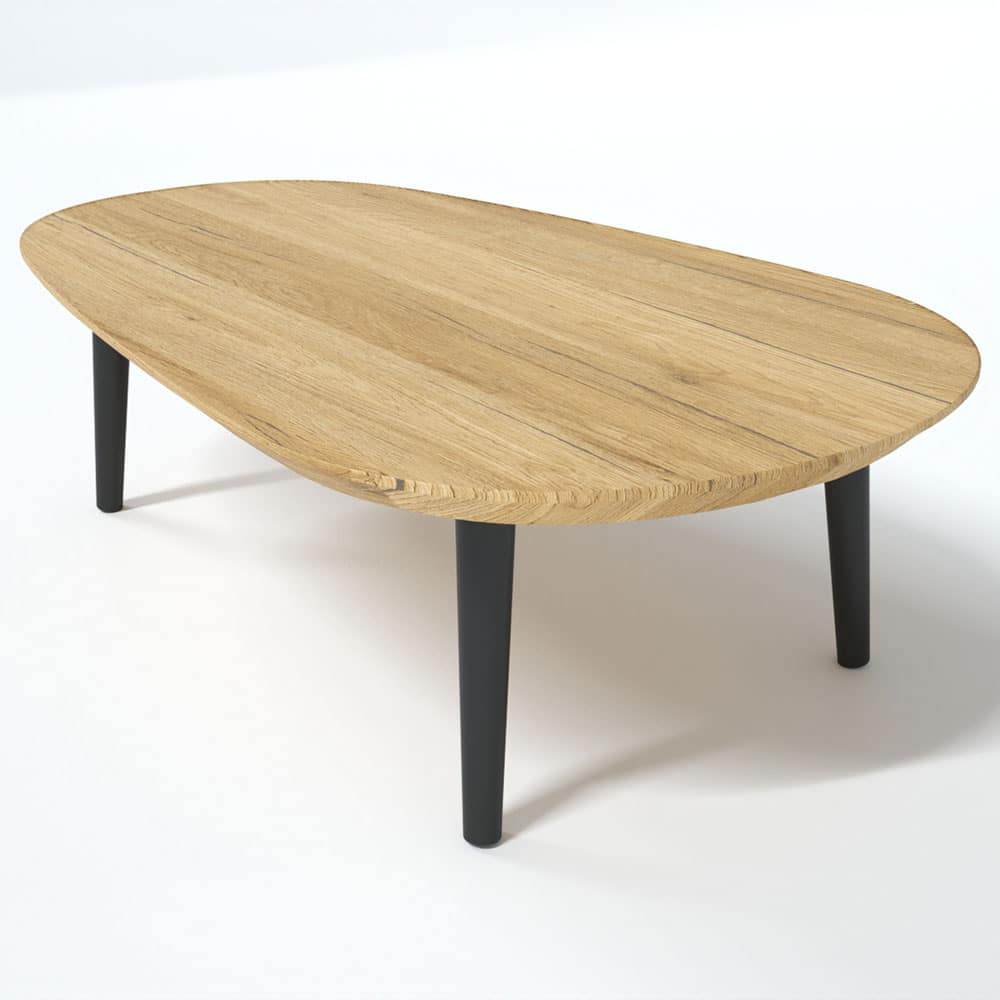 Moderný oválny konferenčný stolík z masívu a s kovovými nohami - dubu.sk - moderný nábytok z masívu