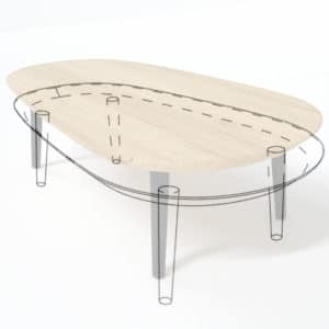 3D - Moderný oválny konferenčný stolík z masívu a s kovovými nohami - dubu.sk - moderný nábytok z masívu