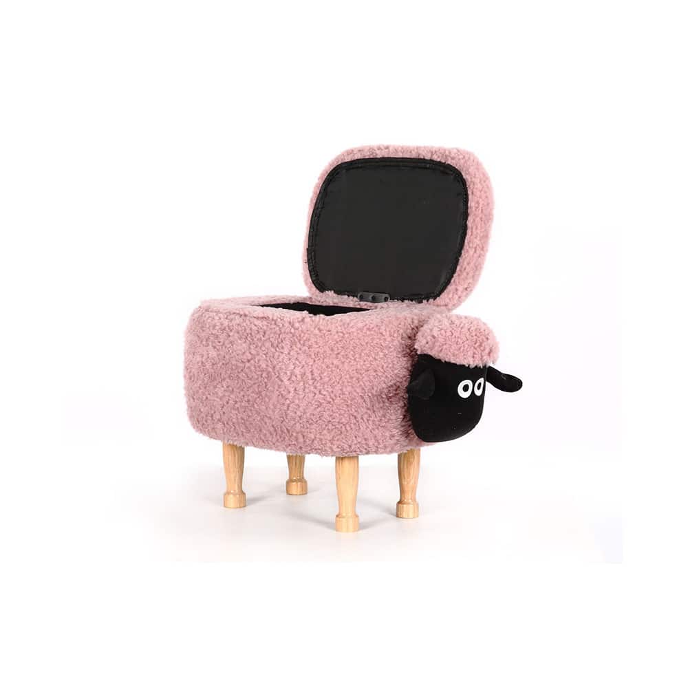 Detská taburetka s úložným priestorom - ružová ovca - dubu.sk - kvalitné taburetky pre deti