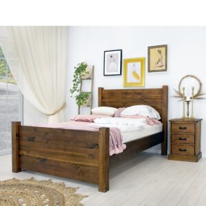 Rustikálna jednolôžková drevená posteľ z masívu
