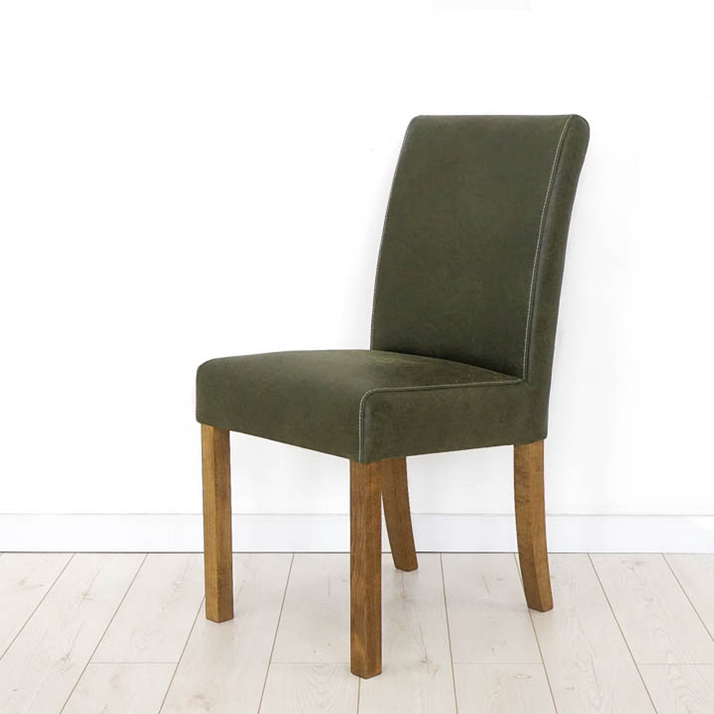 Zelená čalúnená stolička drevené nohy