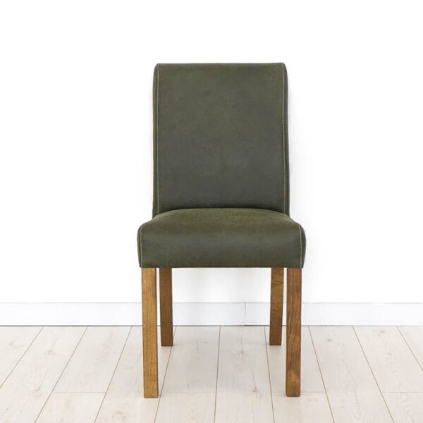 Zelená čalúnená stolička s borovicovým rámom