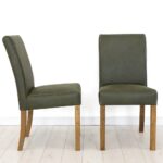 Zelené čalúnené stoličky drevené nohy