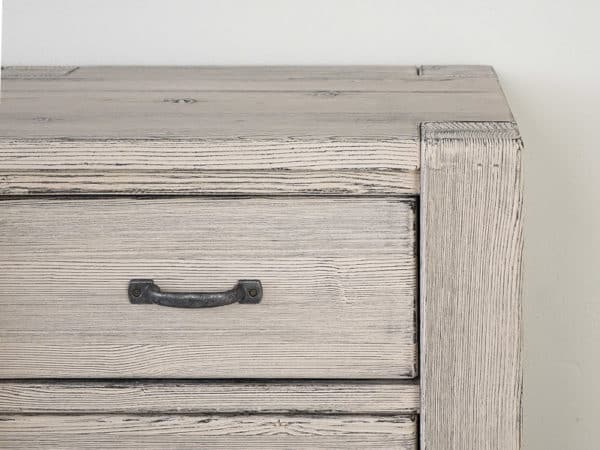 Vidiecky patinovaný drevený písací stôl so 6 zásuvkami - detail