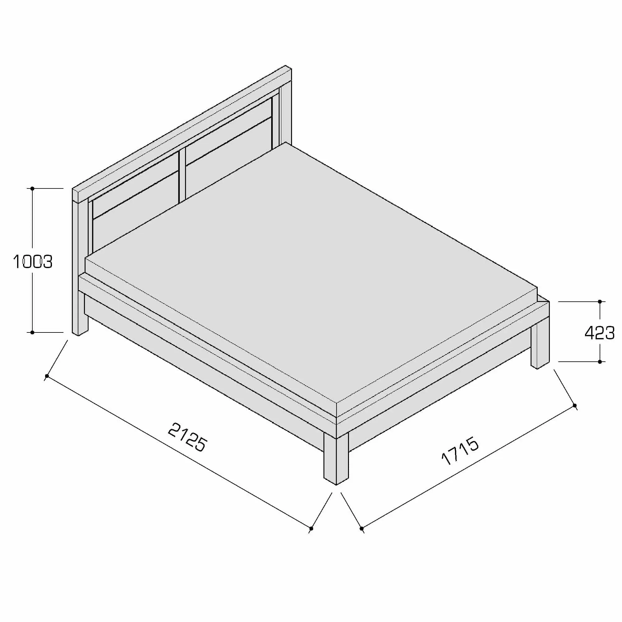 Dubová posteľ 160x200 rozmery