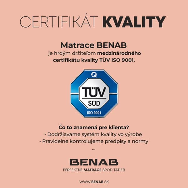 Certifikát kvality značky Benab