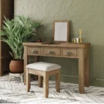 Kozmetický stolík s 3 zásuvkami a výklopným zrkadlom, 120x45x80 cm