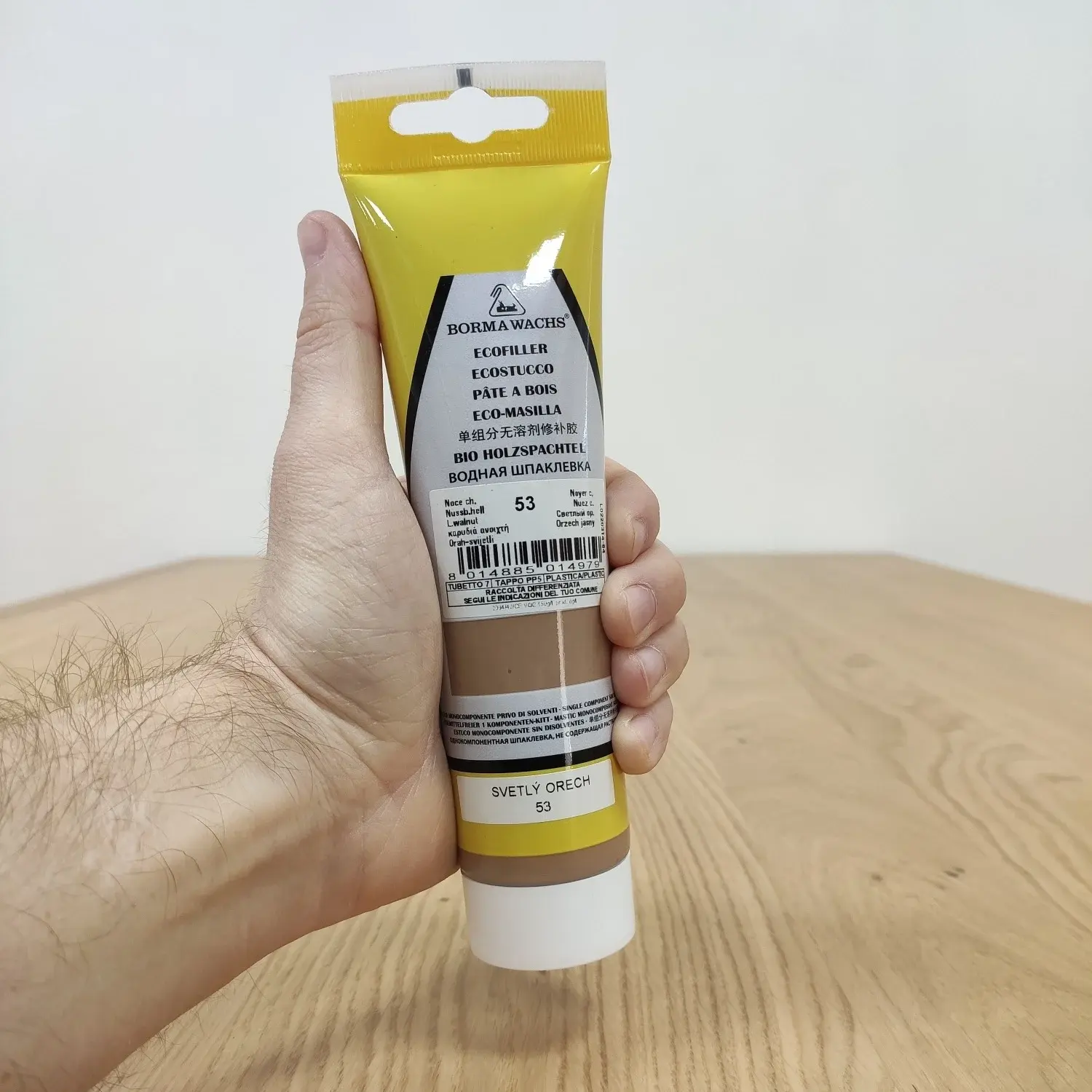 Tmel na drevo v tube s odtieňom svetlého dubu Borma Wachs Ecofiller
