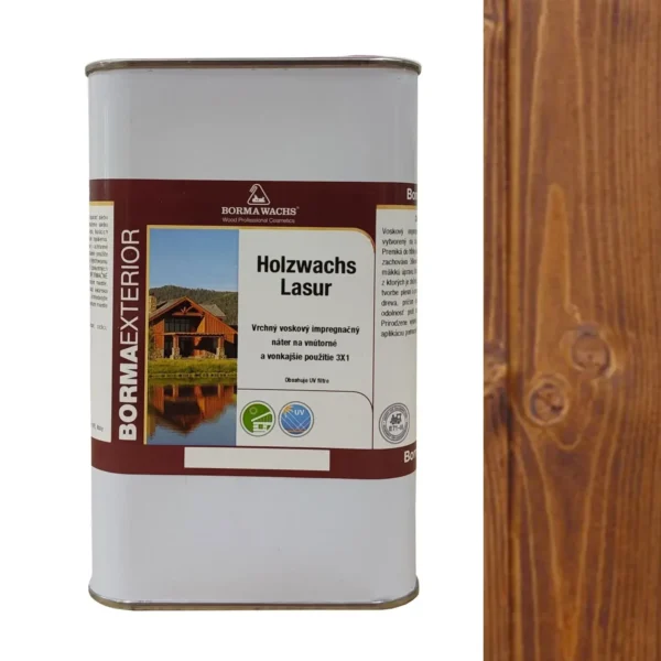 Voskový impregnačný náter do exteriéru od Borma Wachs Holzwachs Lasur s pigmentom stredného orecha