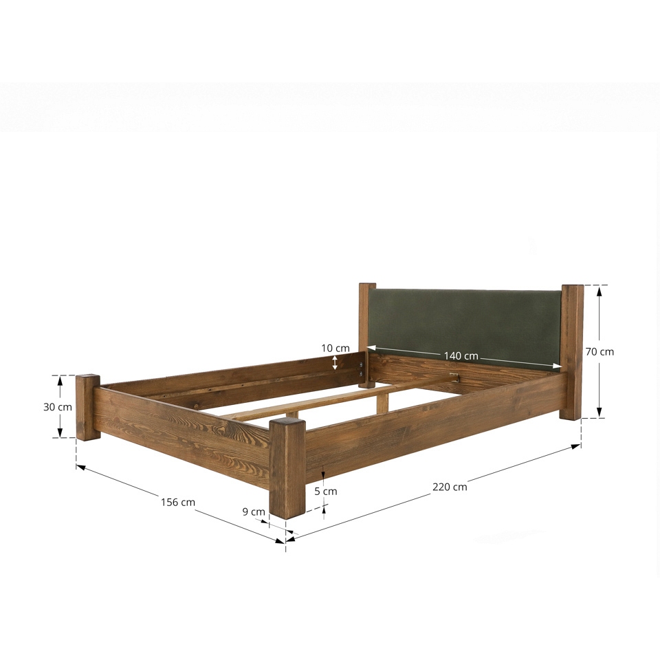 rustikalna borovicova postel 140x200 rozmery