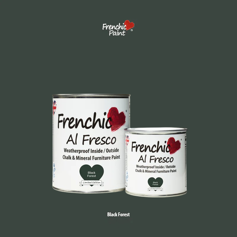 Exteriérová kriedová farba vhodná aj do interiéru Frenchic Al Fresco Black Forest
