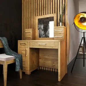 Drevený kozmetický stolík so zrkadlom, 100x50x141 cm